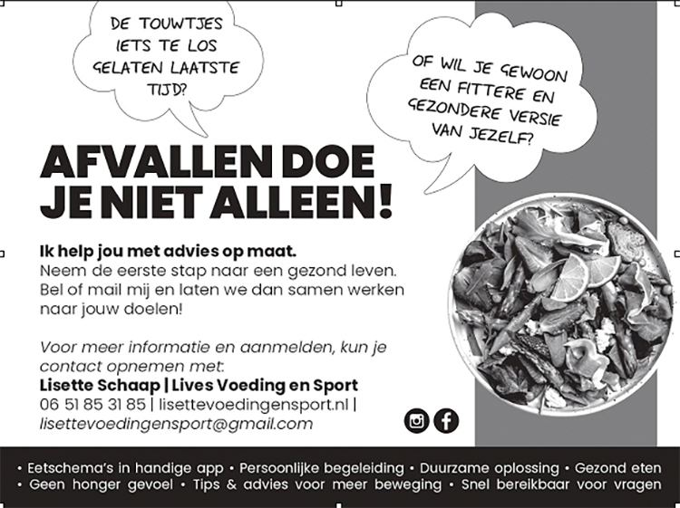 Advertentie Lisette Voeding en Sport